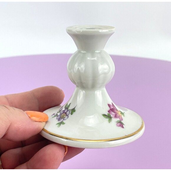 Vintage 80s GDR porcelain mini candle holders, East Germany candlesticks, pair - Picture 3 of 9